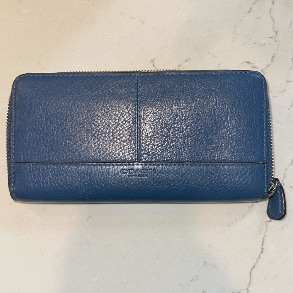 Blue Coach zip up wallet